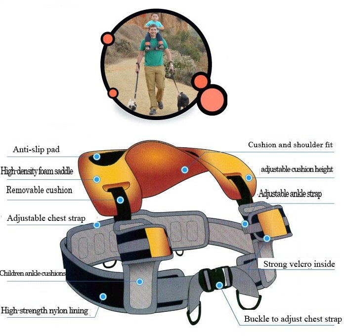 Porte-épaule mains libres Nylon enfant sangle cavalier pour 2-5 ans enfants bébé plus sûr kangourou enveloppement bretelles