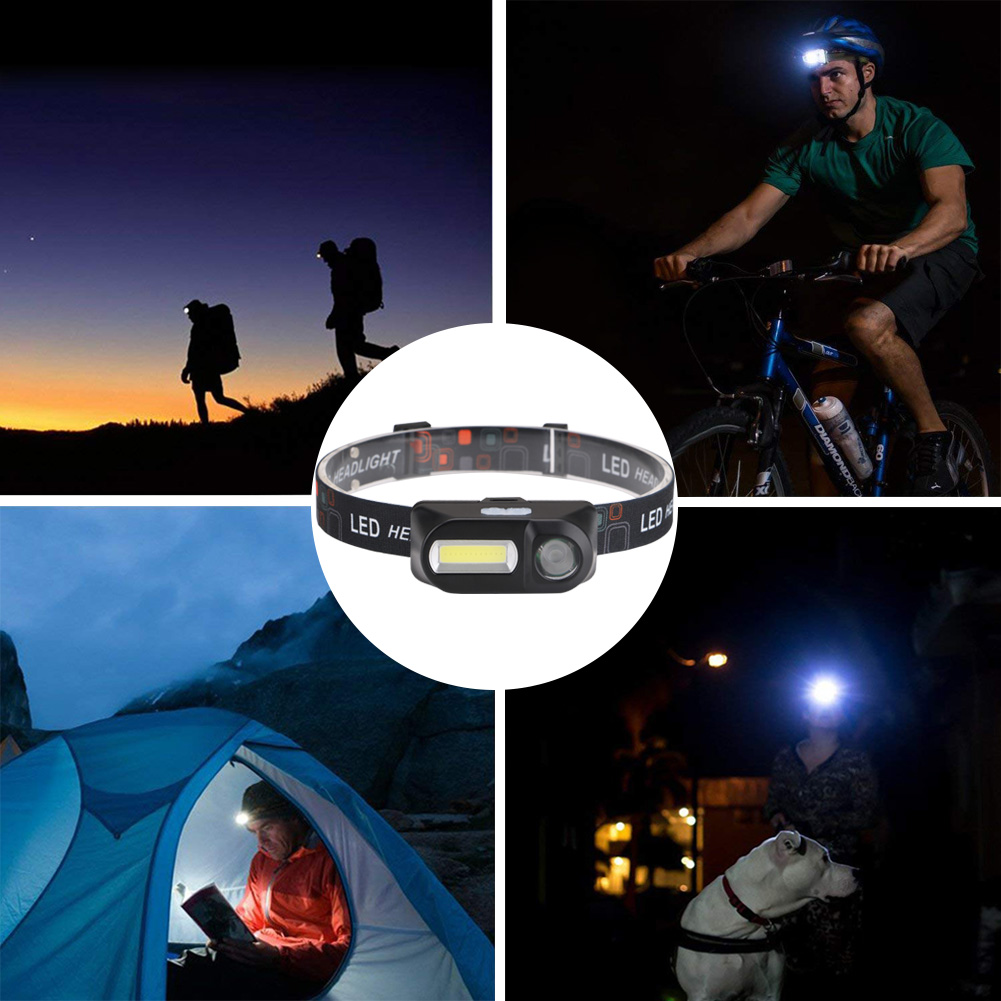Brightest LED Headlamp Outdoor Head Light camping XPE+COB USB charging Fishing headlights Waterproof flashlight with 18650