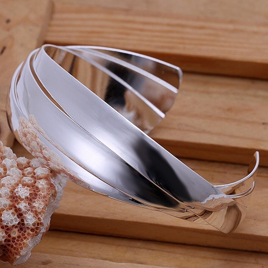 Fine christmas 925 sterling silver bangle cuff jewelry retro trend round women's lady wedding bracelet cute bracelet
