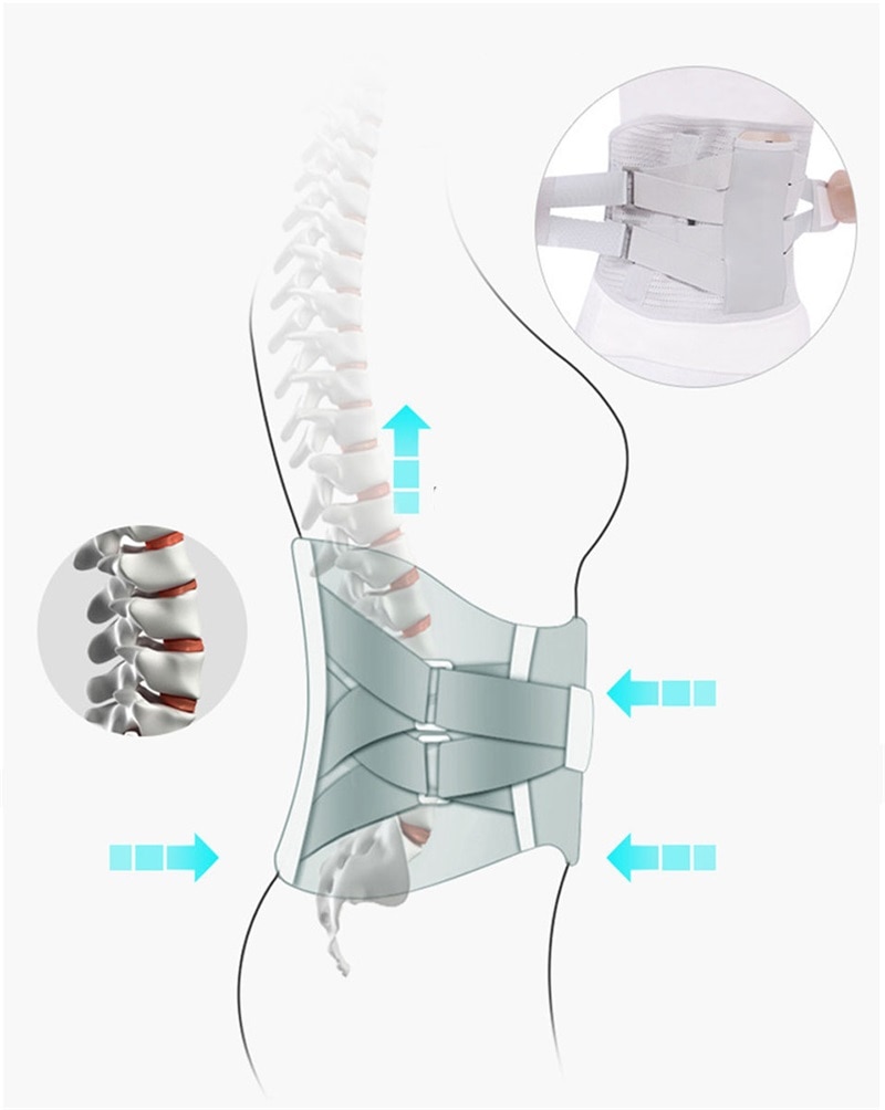 Ortopædiske mænd kvinder lændestøtte rygbøjlebælte turmalin selvopvarmende magnetisk udvidet taljebælte stålben med 3 stk pad