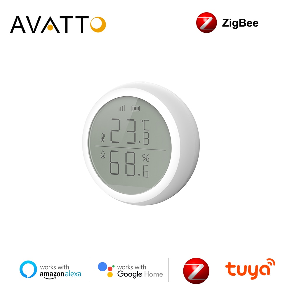 Avatto Tuya Zigbee Temperatuur En Vochtigheid Sensor, Temperatuur Sensor Met Led Scherm Werkt Met Tuya Zigbee Gateway Smart Home