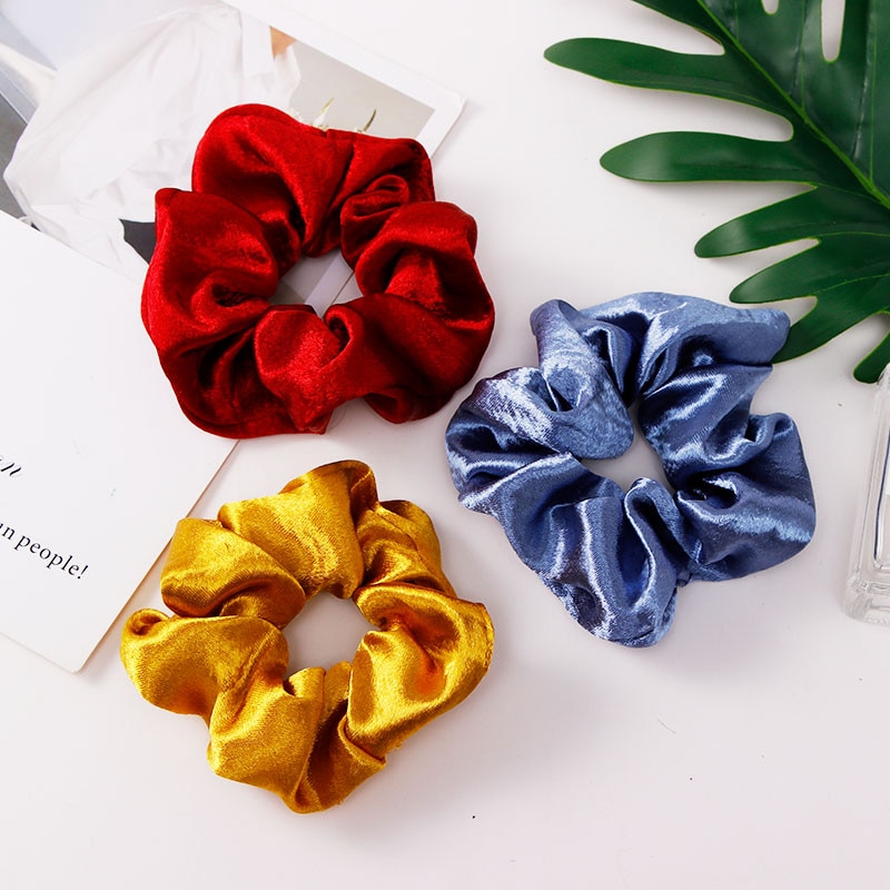 Diademas elásticas de seda de color liso para mujer, coletero, goma para el pelo, accesorios para el cabello