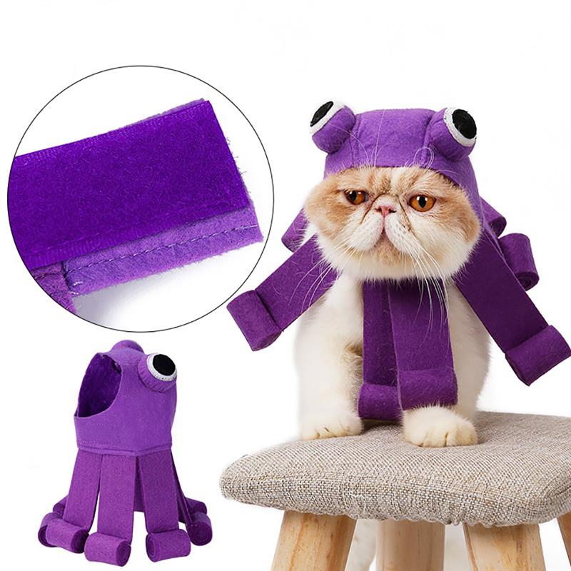 Disfraz de pulpo para mascotas, peluca de crin con gorro para gato, gatito, Halloween, disfraces, ropa de fieltro, accesorios para mascotas, 1 unidad