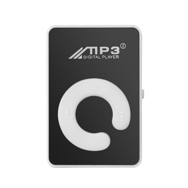 Mirror C Key No Screen Card Mini Portable MP3 Player HiFi Music Supporting TF Card with USB Cable and Earphone Bluetooth: White