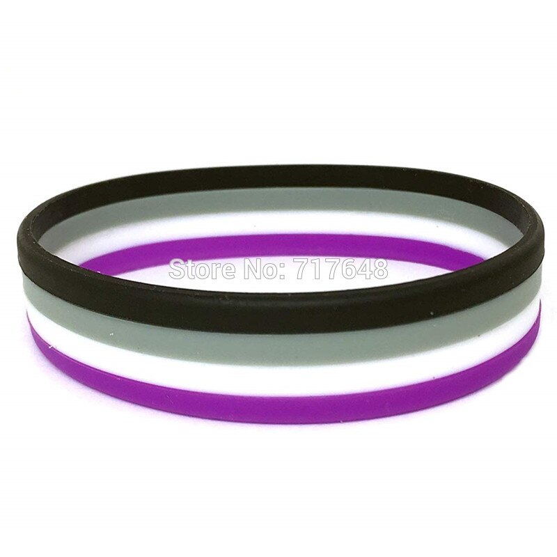 1pc pride aseksuel flag sort grå hvid lilla armbånd silikone armbånd manchet armringe a