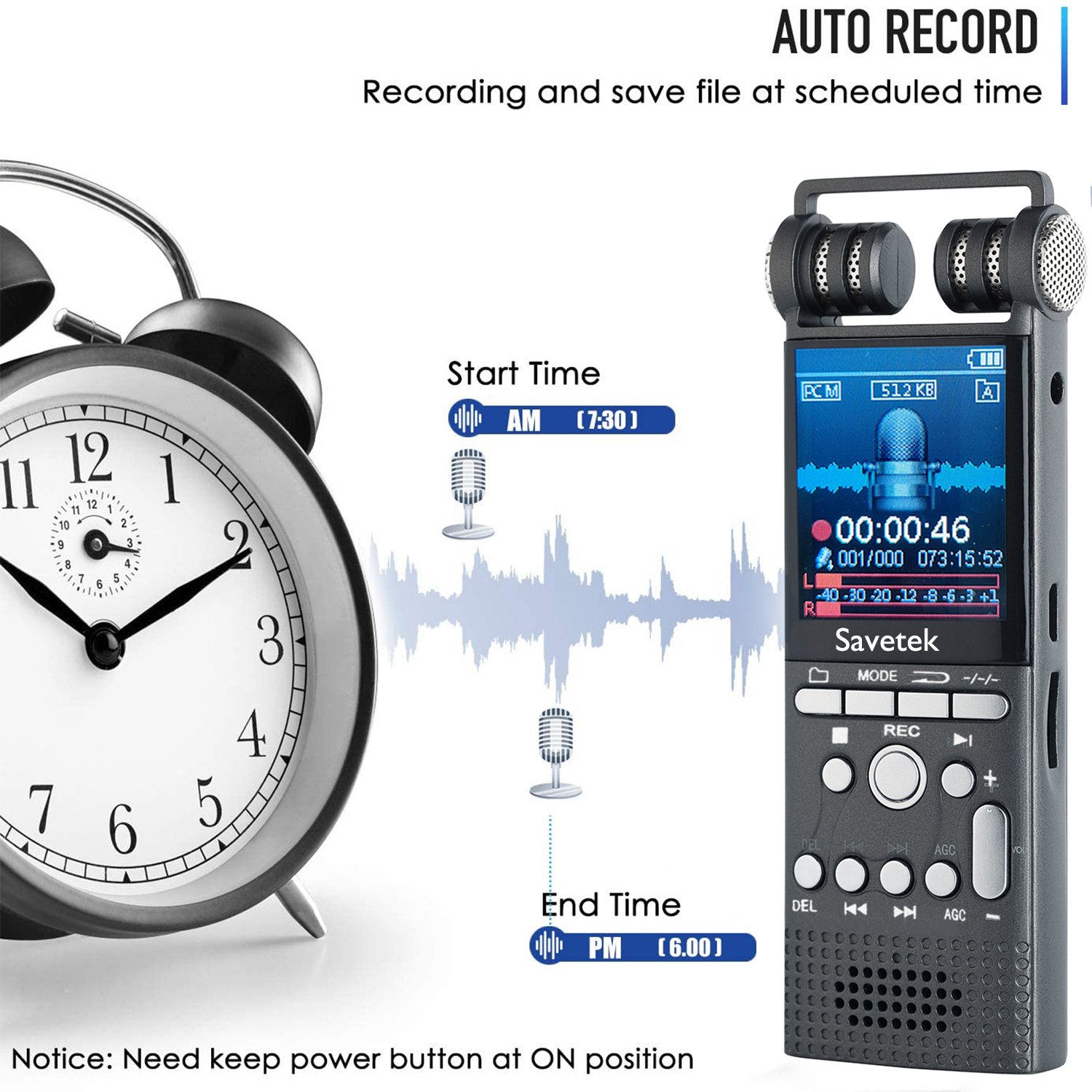 Savetek Digital Voice Activated Audio Recorder 8GB 16GB USB Pen MP3 Player Recording PCM 1536Kbps DSP Noise Cancel