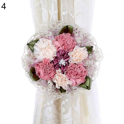 2 Stuks Bloemen Gordijn Tieback Elasticiteit Gordijn Bandjes Metalen Strass Gordijnen Houder Clips Bloem Vormige Gordijn Accessoires