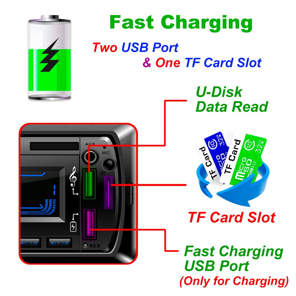 1DIN Bluetooth Vintage Car Radio MP3 Player Stereo USB AUX Classic Car Stereo Audio with SWC Remote