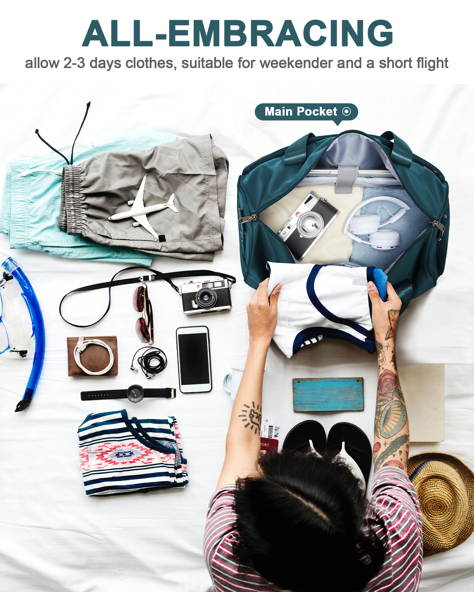 Bolsa de viaje para hombre, bolsa de equipaje con compartimento para zapatos, impermeable, para gimnasio, de noche, para avión