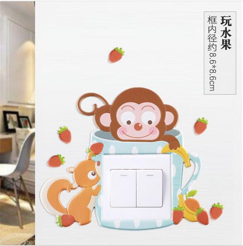 Cartoon Monkey switch sticker wall sticker Switch Light Switch Outlet wall decor Bedroom decoration Room Decor: 2