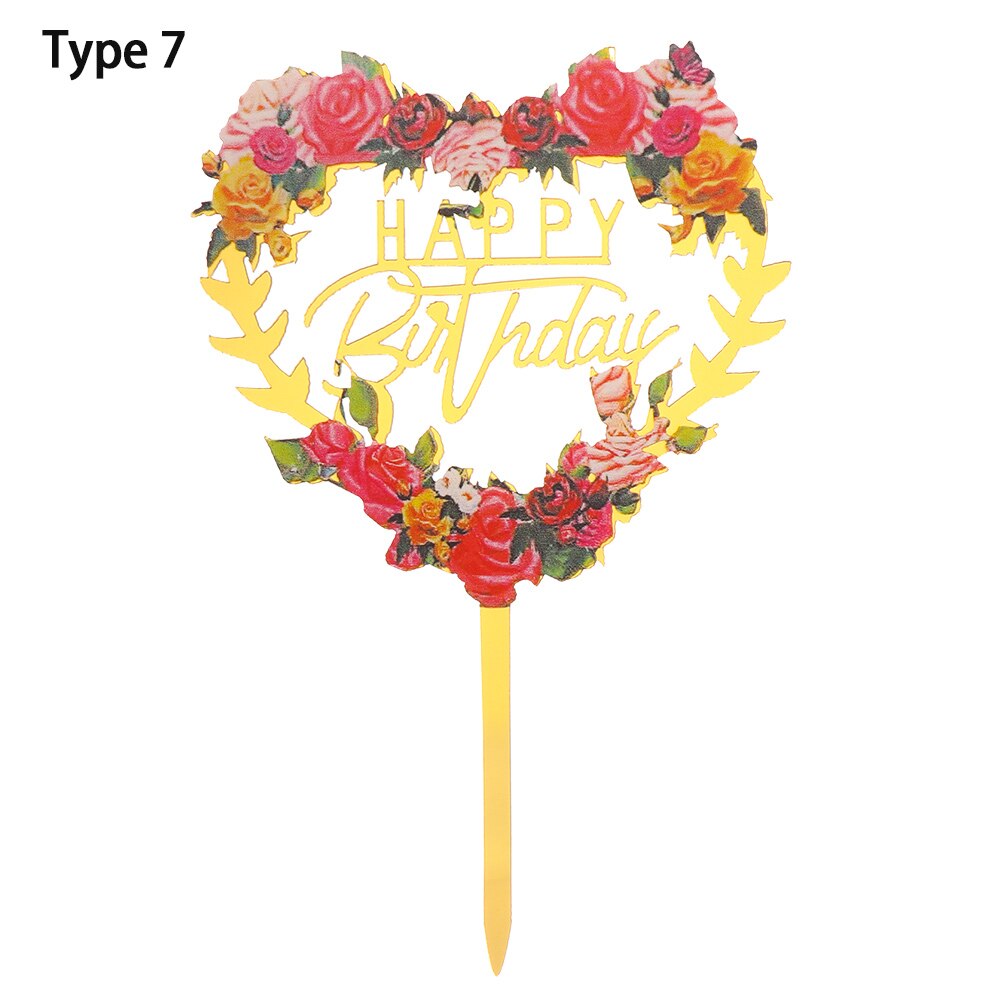 Garniture à gâteau en forme d'animaux | Couleur multicolore, poterie douce, dessin animé, plantes forestières, Safari Jungle, fête d'anniversaire, faveurs décoratives, 1 pièce: Flower 7