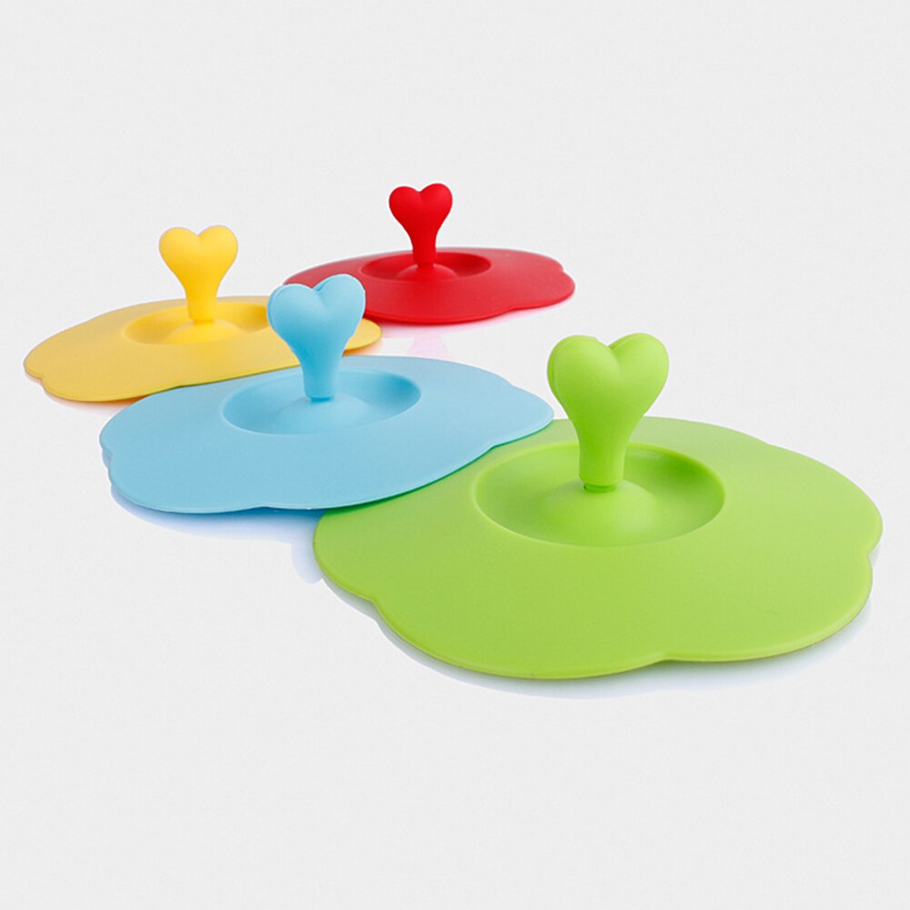 ! återanvändbar säker silikon hjärthandtag anti-damm kaffemugg glas kopp lock lock lock