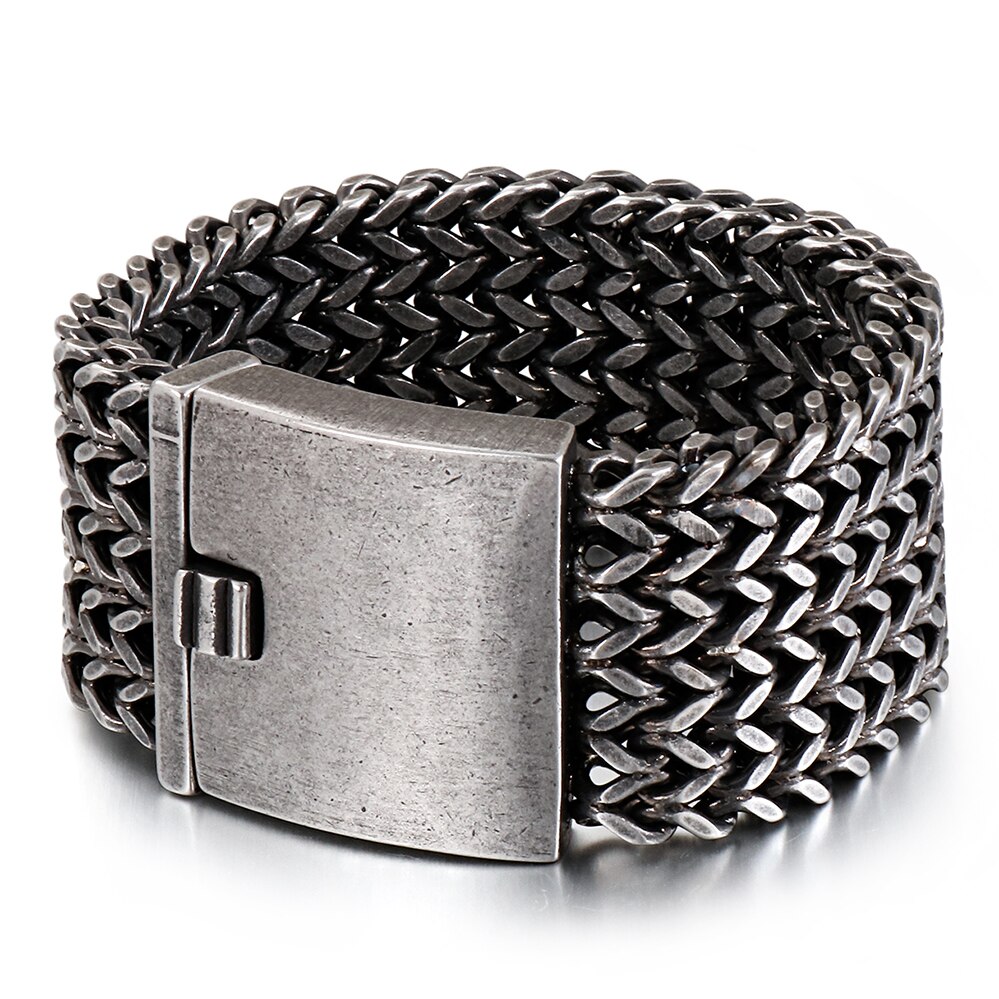 12/18/30 MILLIMETRI di Larghezza Nero Bracciale in Acciaio Da Uomo 23CM retrò massiccio Mens Braccialetti con Ciondoli 2020 amicizia gioielli da uomo di Sesso Maschile
