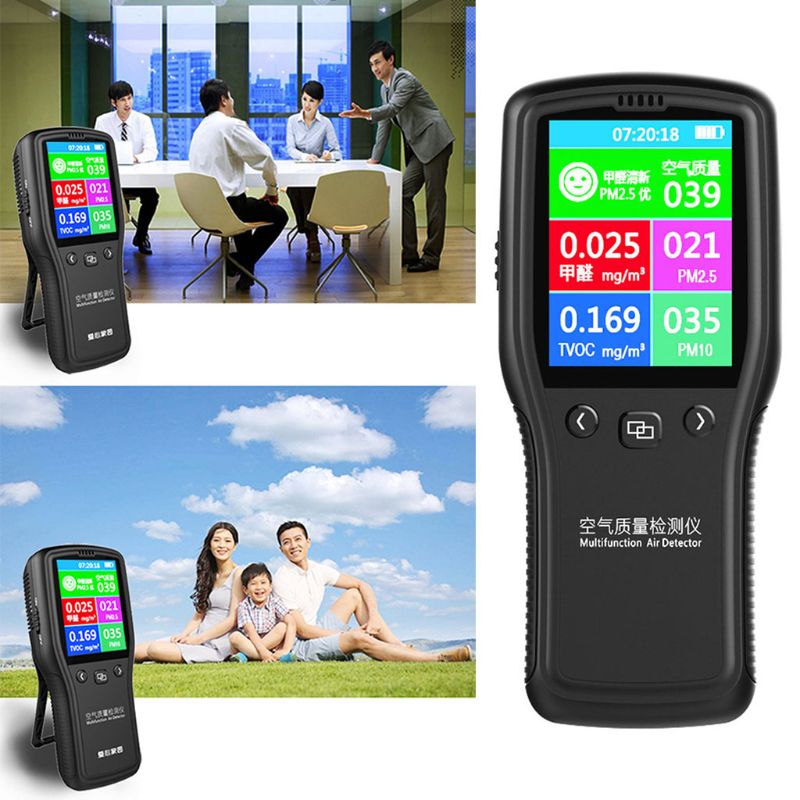 PM2.5 Detector Luchtkwaliteit Monitor Digitale Testen Apparaat Voor Toezicht Formaldehyde TVOC PM2.5 PM10 HCHO