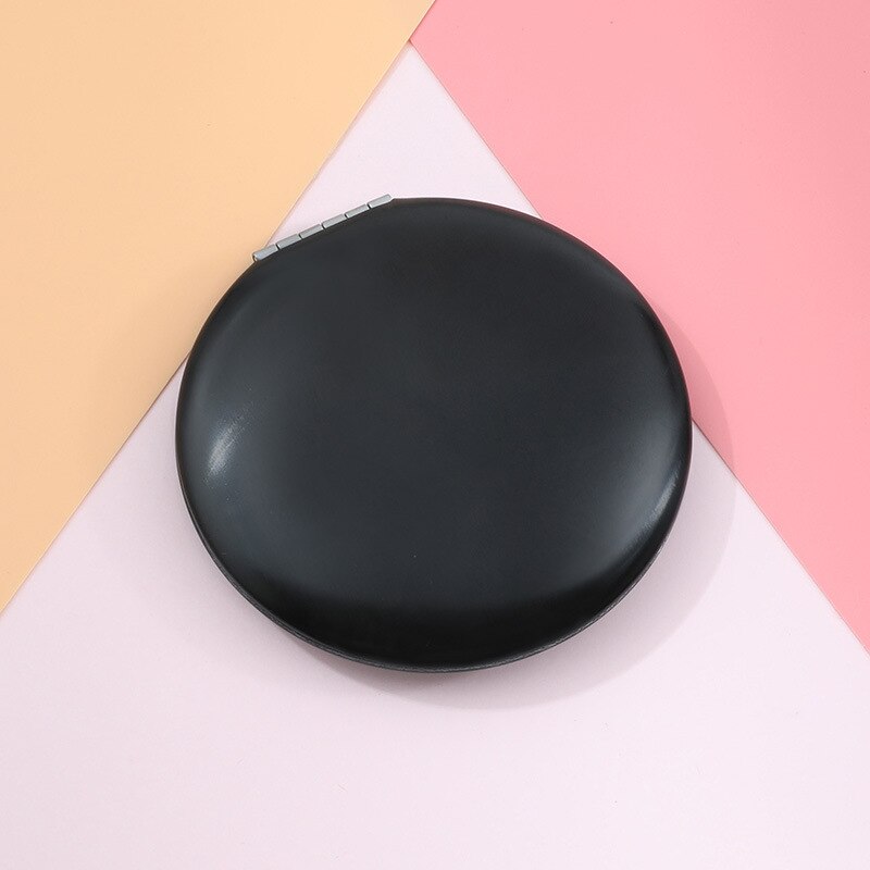 Portable Double-Sided Folding Cosmetic Mirror Female Mini Makeup Mirror Compact Pocket Mirrors: black