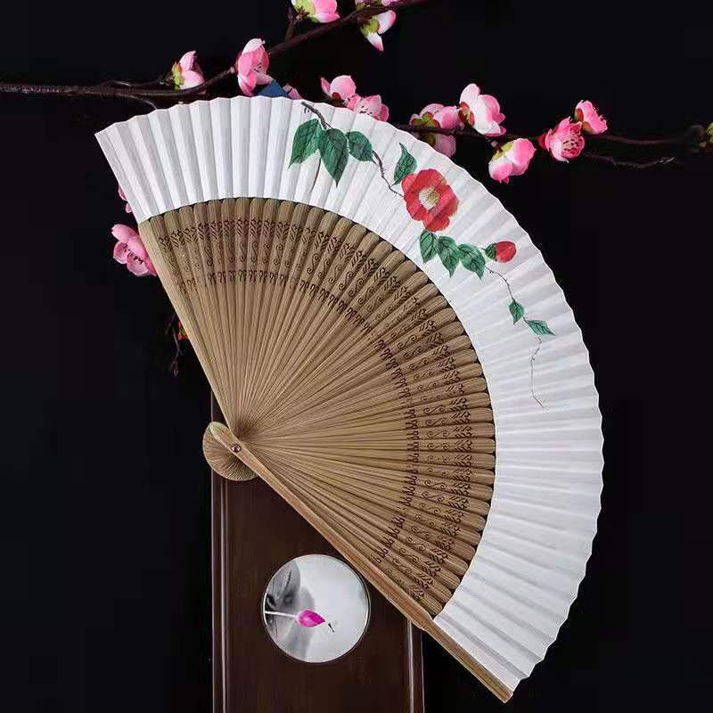 Abanicos de papel de baile, abanicos de mano portátiles Hanfu Bambou, abanico de papel exquisito Para mujeres, Ventilador de bambú clásico, Abanicos Para Boda de verano