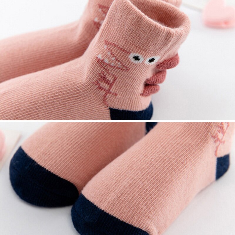 5 paires/lot chaussettes bébé automne hiver chaussettes en coton pour filles garçons dessin animé animaux chaussettes de sol