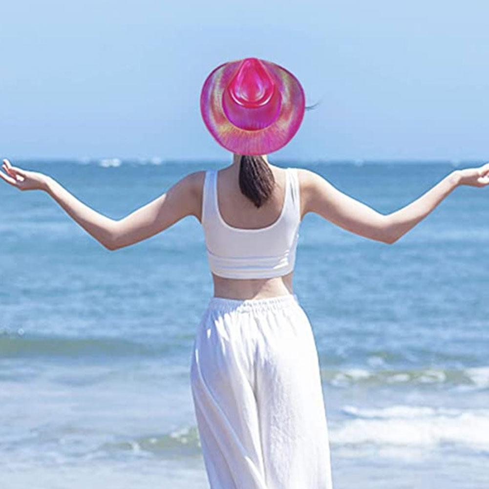 Rose Red Pearlescent Glitter Crown Cowboy Hat Women Men Party Dress Up Cap Western Cowboy Hats Costume Photo Props