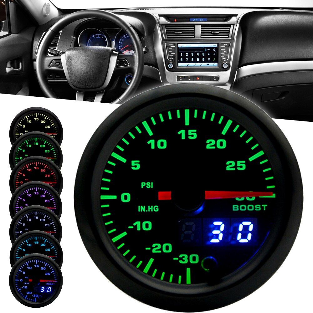 7 Kleur Auto Turbodrukmeter Turbo Meter Met Digitale Display Water Temp Olie Druk Air Fuel Gauge Voltmeter Toerenteller Auto accessoires