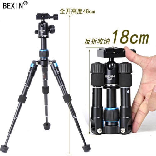 Tripé universal dobrável para celular, compacto, flexível, com cabeça redonda, para câmera dslr: Azul