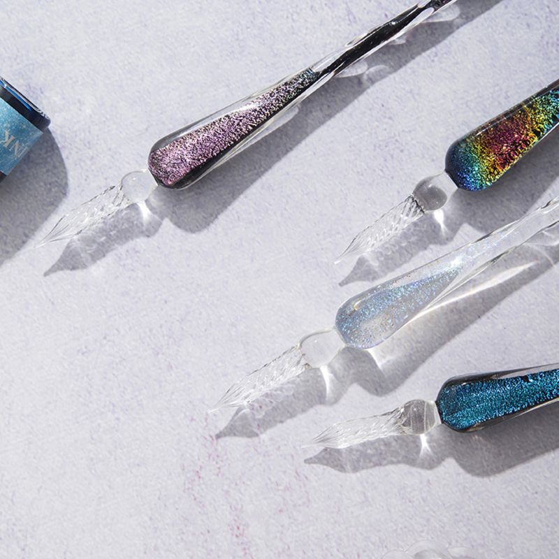 13 Teile/satz Kristall sternenklar Himmel Glas Tinte Stift Glas tauchen Stift Brunnen Stift Tinten Für Schreiben Brunnen Kuli-einstellen Büro schule Liefert G