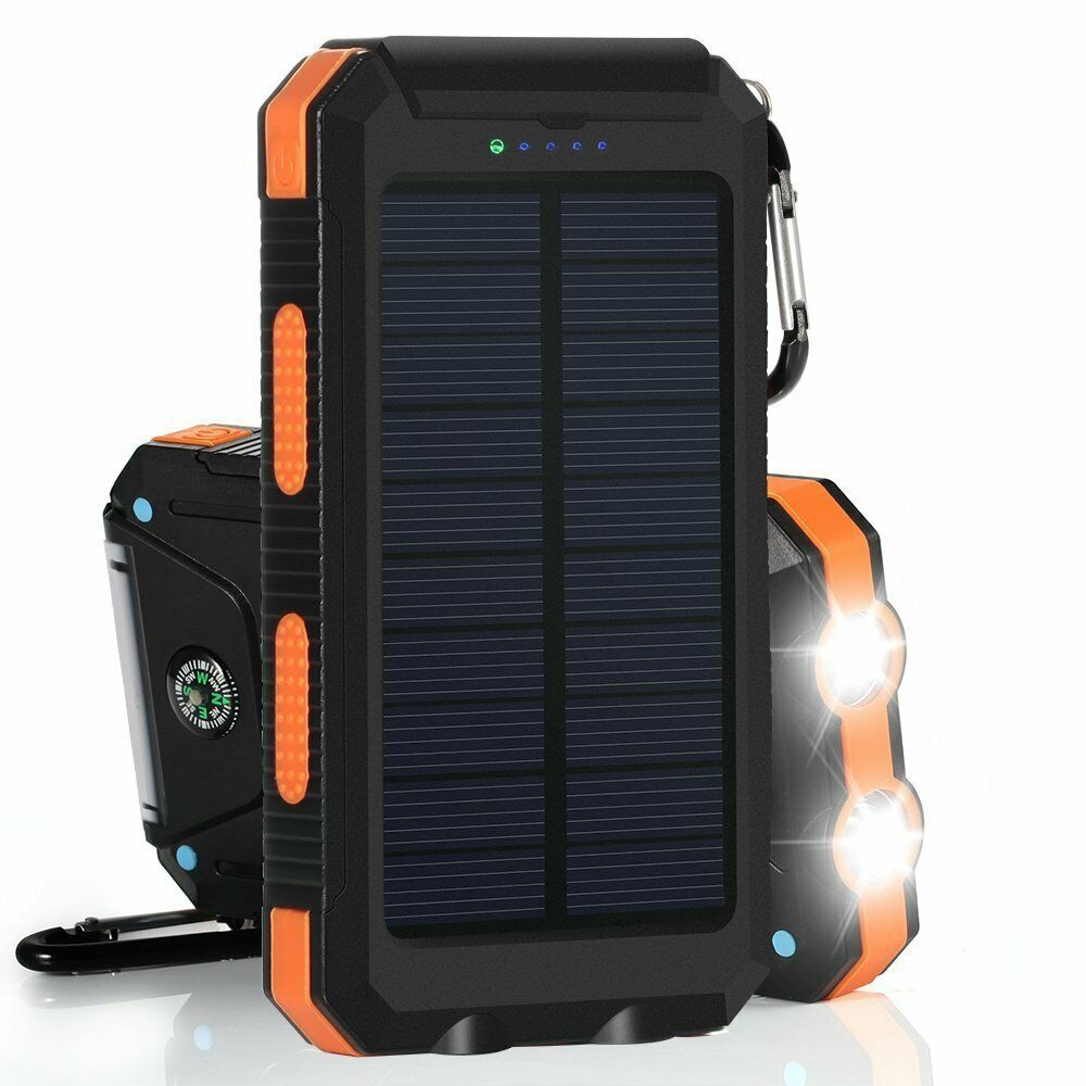 Solar Draagbare Waterdichte Draagbare Power Bank 30000 Mah Voor Alle Slimme Telefoon Batterij Powerbank Snelle Opladen Externe Batterij Led: Oranje