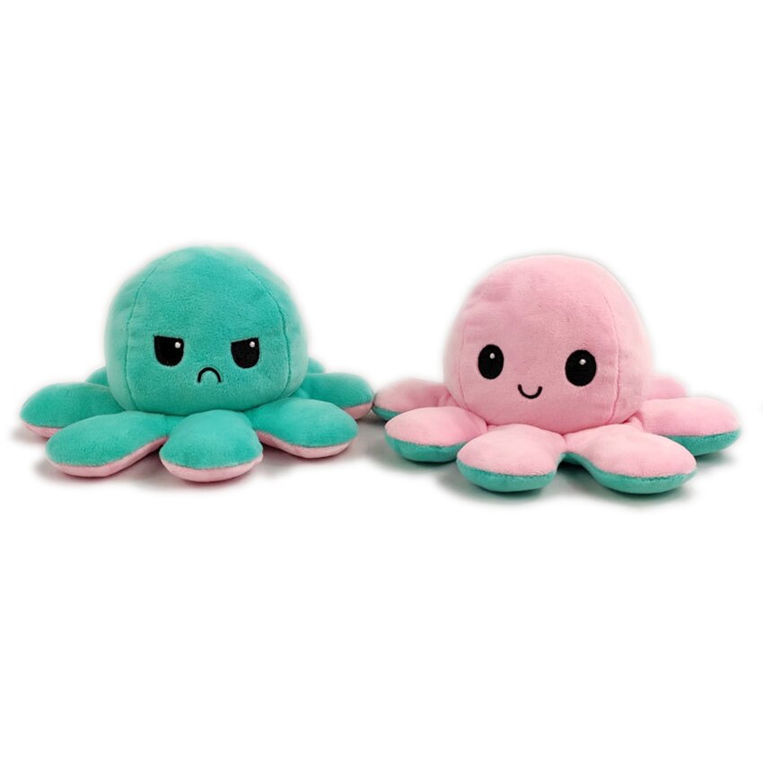 Double Sided Stuffed Flip Octopus Plush Doll Soft Simulation Plush Toy Color Doll Filled Plush Child Toy: Light pink Tiffany