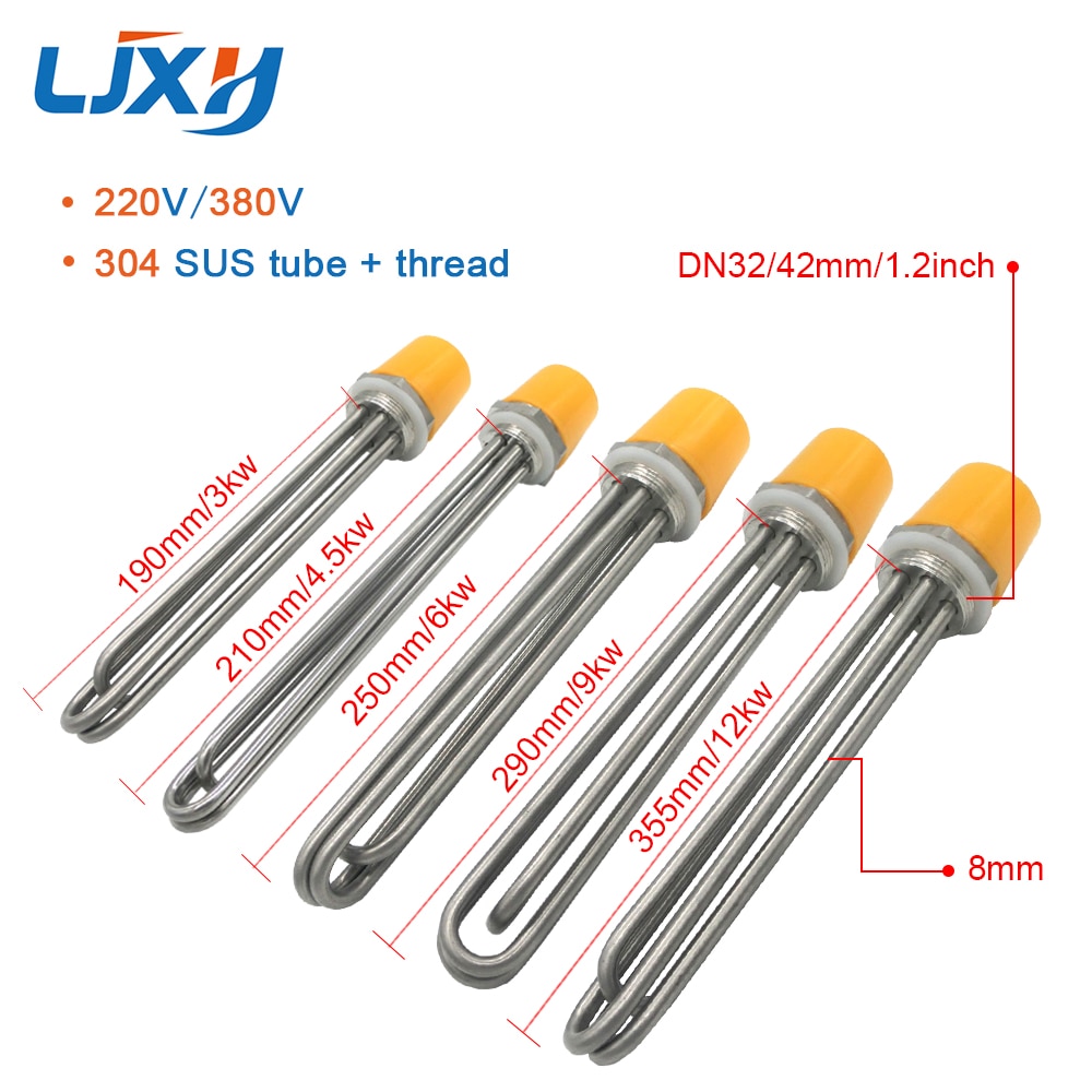 LJXH Completa in Acciaio Inox 304 di Acqua Elemento Riscaldante 1 1/4 "Elettrico Riscaldatore Ad Immersione per Serbatoio di Acqua Solare 220V 380V