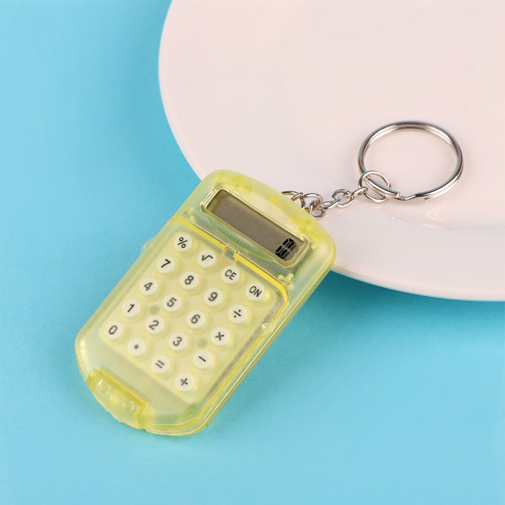 1Pc Mini Calculator With Keychain Student Supplies Stationery Portable Plastic 8 Digits Electronic Calculator