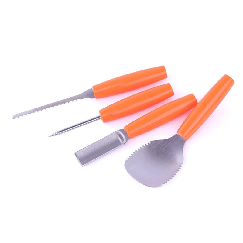 4 Stuk Keuken Tool Set Rvs Pompoen Carving Tool Set Modieuze Multifunctionele Halloween Tool Set: Default Title