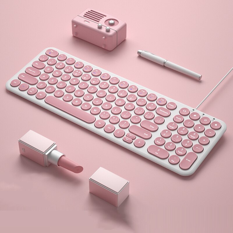 Wired Gaming Keyboard Mouse Set For Macbook Xiaomi Laptop Silent USB Computer Magic Keyboard Mouse Combo PC Gamer Laptop Keypad: Pink Keyboard