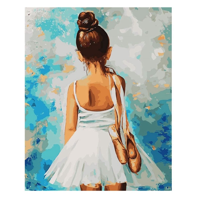 Láminas de manualidades con pintura por números para adultos y niños, pintura en lienzo de Ballet, pintura por lienzo con números con pinceles
