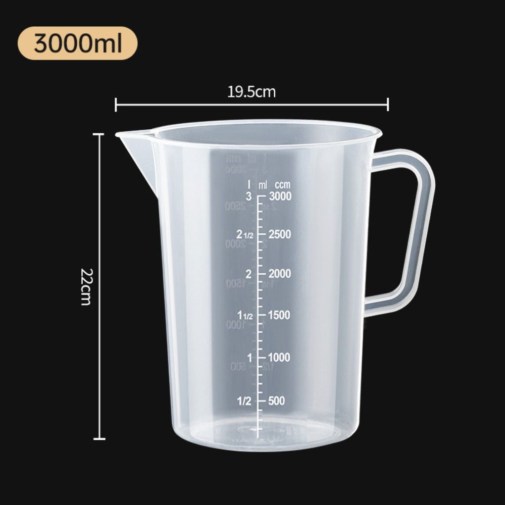 Vaso de medición graduado de plástico de gran capacidad, vaso de laboratorio transparente con tapa, taza mezcladora transparente, cocina y horneado: naranja