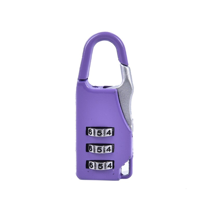 3 Mini Wijzerplaat Digit Nummer Code Wachtwoord Combinatie Hangslot Veiligheid Reizen Delicate Safe Lock Voor Hangslot Bagage Lock Van Gym: Paars