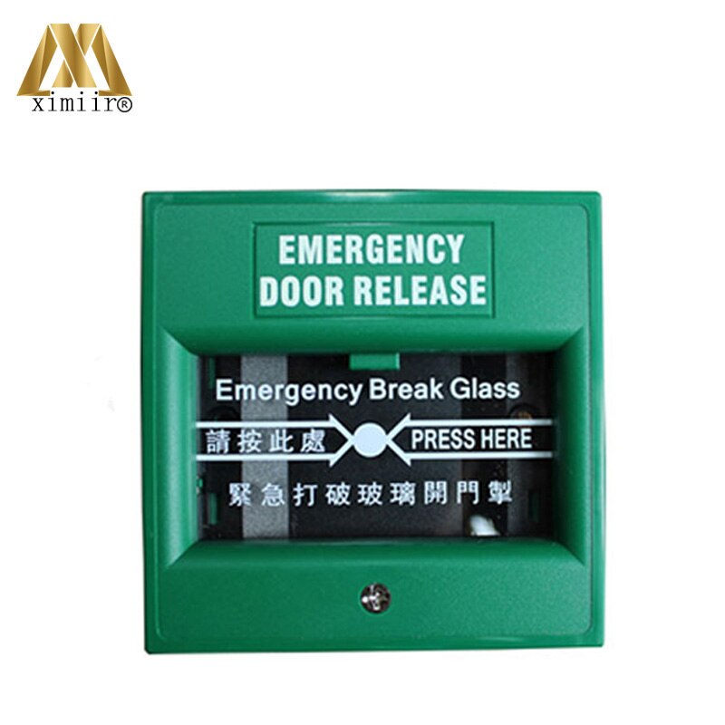 Break Glass Fire Emergency Exit Release E20A Green Color Exit Button For Door Access Control System