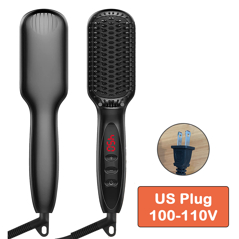 Hair Straightener Brush Negative Ion Comb Electric... – Grandado