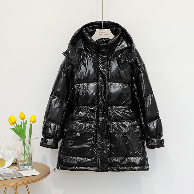 neue Frauen Weiße Ente Unten Jacke Winter Helle Farbe Warme Mantel verlieren Mittel Lange Unten Parka Weibliche Wasserdichte Outwear