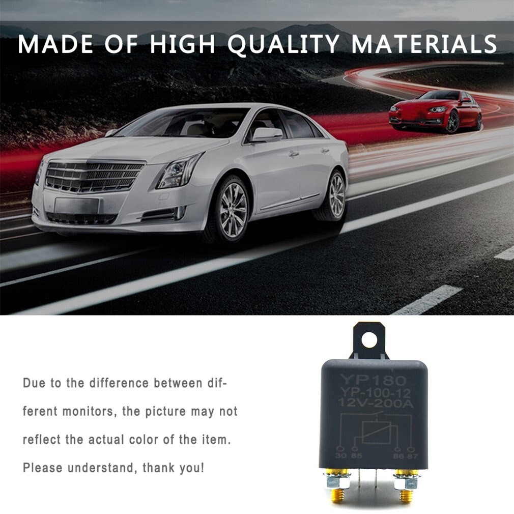 200A High Current 12v Relay Truck Engine Auto Switch Continuous High Power Black Auto Parts Automobile Relay