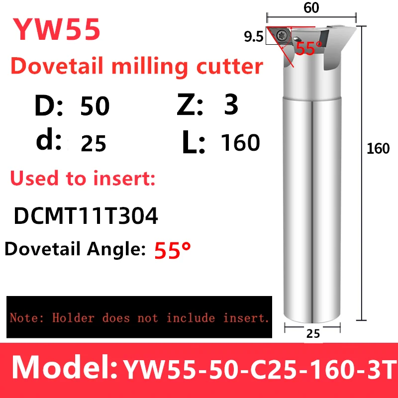 YW45 YW55 YW60 cortador ranurado de cola de milano 45 ° 55 ° 60 ° Fresa angular Máquina cortadora de fresado con ranura en V CNC para VCMT 080204 DCMT11