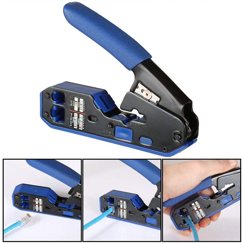RJ45 Crimping Tool, Network Crimping Tool, Wire Stripper, Wire Stripper for Rj45 Cat6 Cat5E Cat5 Rj11 Rj12 Connector