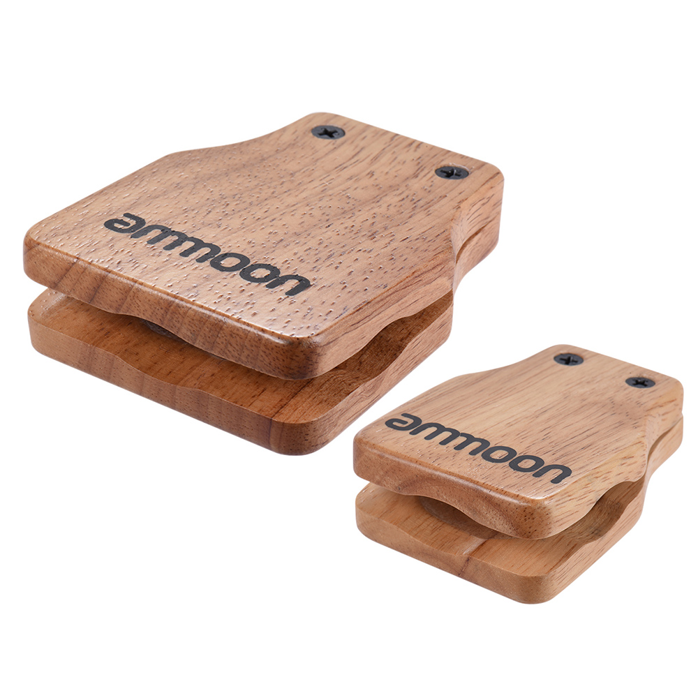 ammoon 2pcs Cajon Box Drum Large & Medium Drum Pad Companion Accessories Castanets for Hand Percussion Instruments