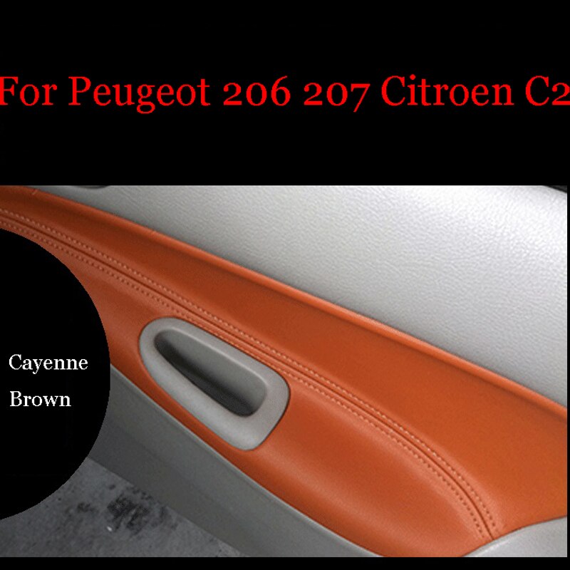 Panel de puerta Interior de microfibra de cuero de 4 Uds., cubierta de reposabrazos para Peugeot 206 207 Citroen C2