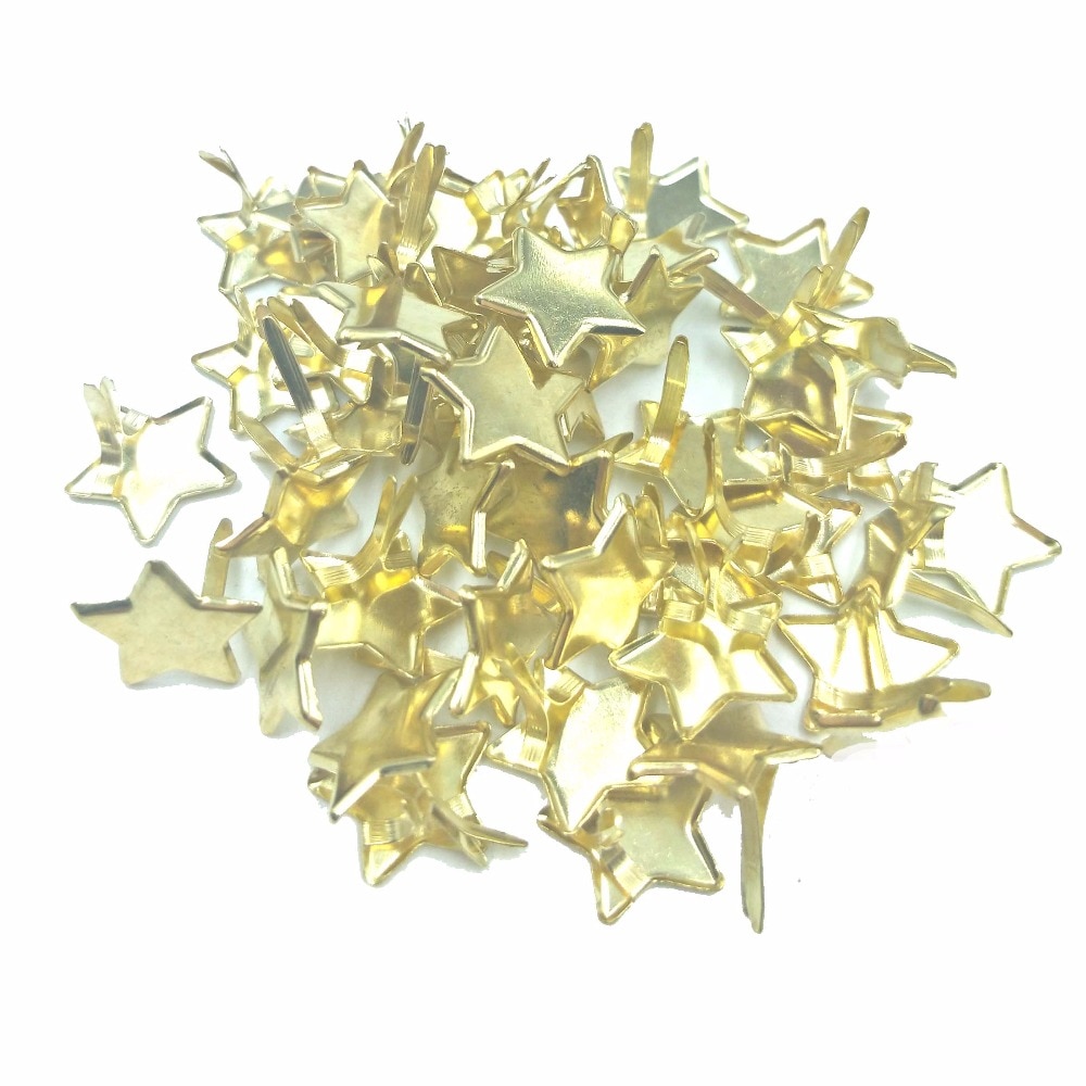 50PCS Gold Star Brads Scrapbooking Embellishment Attache Parisiennes Scrapbook Brads Adornos De Metal Para Scrapbook