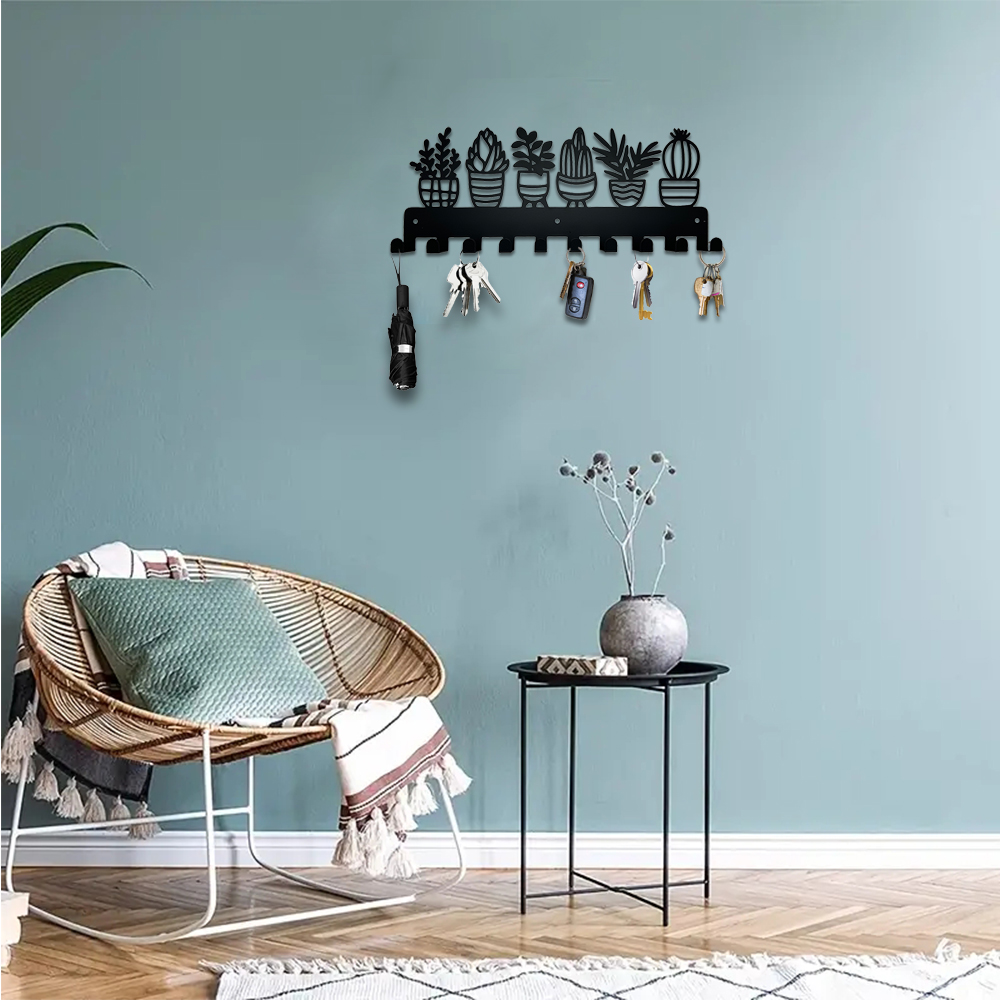 Ganchos de Metal para pared, soporte para llaves, plantas en macetas, ganchos decorativos, colgadores de estante montados en la pared con 10 ganchos para llaves