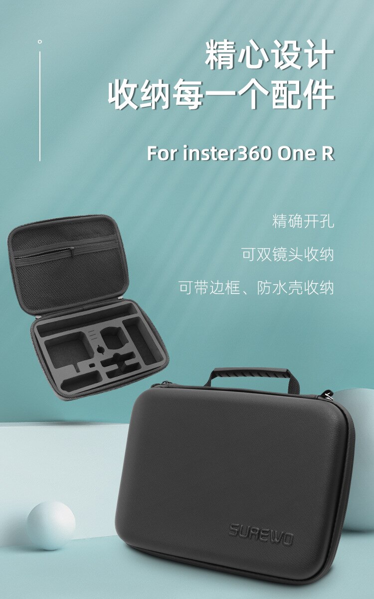 For Insta360 ONE R Twin Edition Portable Storage Bag Insta 360 ONE R 360 mod/ 4k Wide Angle Camera Carrying Case Accessories