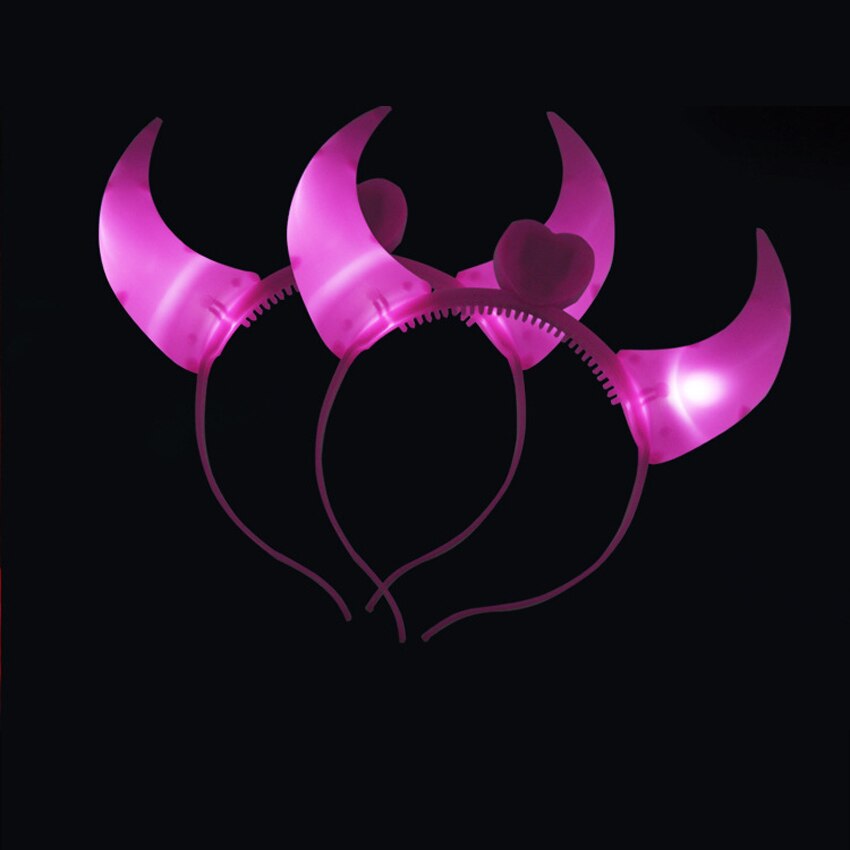 Ledt djævelens horn lyser op i hovedbåndet blinkende horn halloween og julefest indretning fest glitter hovedtøj dæmon horn fluffy plys