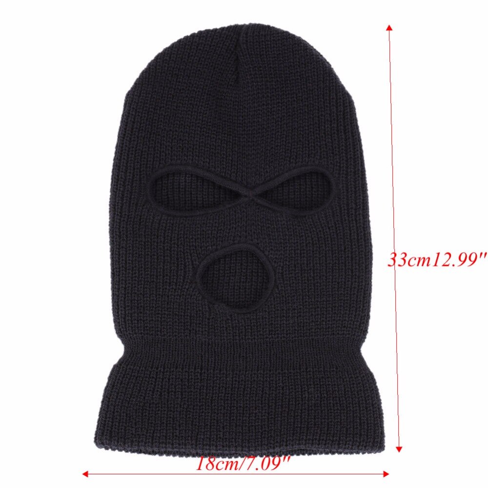 3 -reikäinen hiihtomaski balaclava musta neulottu hattu kasvonsuoja pipolakki lumi talvi lämmin