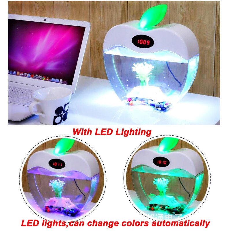 Aquarium Smart USB Desktop Fish Tank Mini Apple Switch Ecological Household Ultra White High Transparent Pet Tank