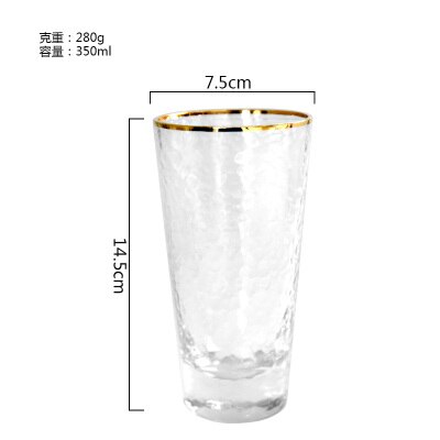 Högklassig glas vinkopp med gyllene linje mjölk juice vin textur whisky sprit cocktail pint brandy snifters flöjter coupes: 4
