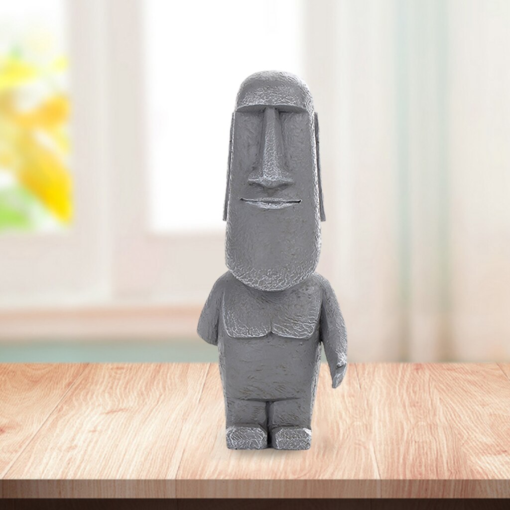 1PC Easter Island Statue Decor Retro Style Massive Megalith Ahu Akivi Monolith Moai Head Sculpture for Bedroom Ornaments: Gray D